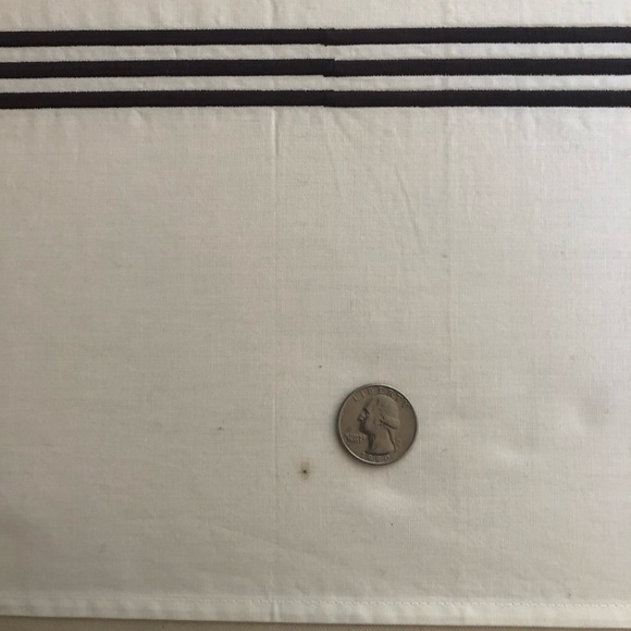 White Cotton Shower Curtain w/Embroidered Border & Custom Monogram “D” In Brown - Picture 9 of 13